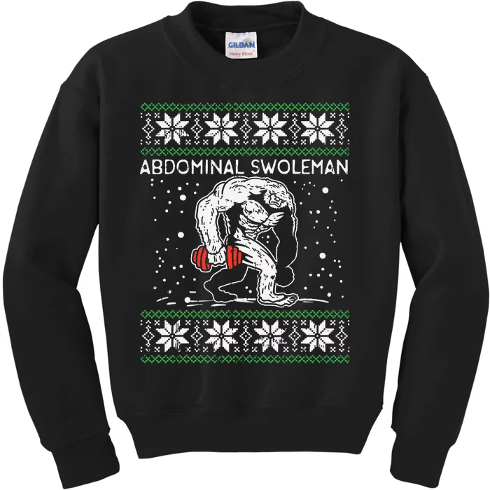 Abdominal Swoleman Yeti Fun Christmas Gym Weightlifter Gift Kids Sweatshirt