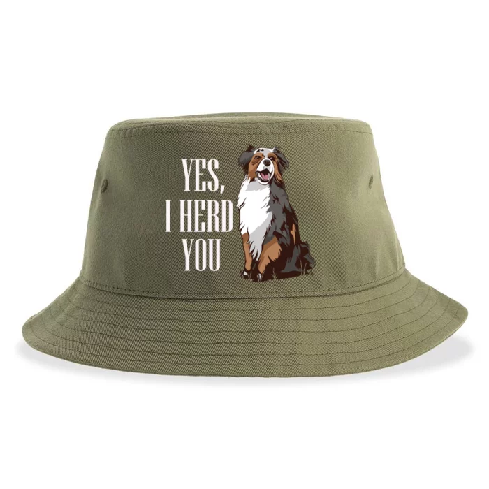 Australian Shepherd Yes I Herd You Aussie Owner Lover Gift Sustainable Bucket Hat