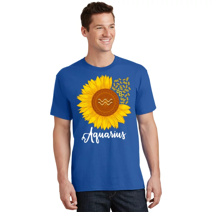 Aquarius Sunflower Zodiac Sign Floral Astrology Gift T-Shirt