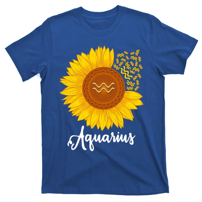 Aquarius Sunflower Zodiac Sign Floral Astrology Gift T-Shirt