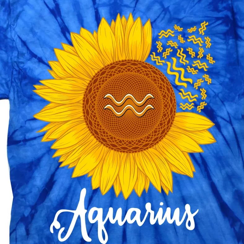 Aquarius Sunflower Zodiac Sign Floral Astrology Gift Tie-Dye T-Shirt