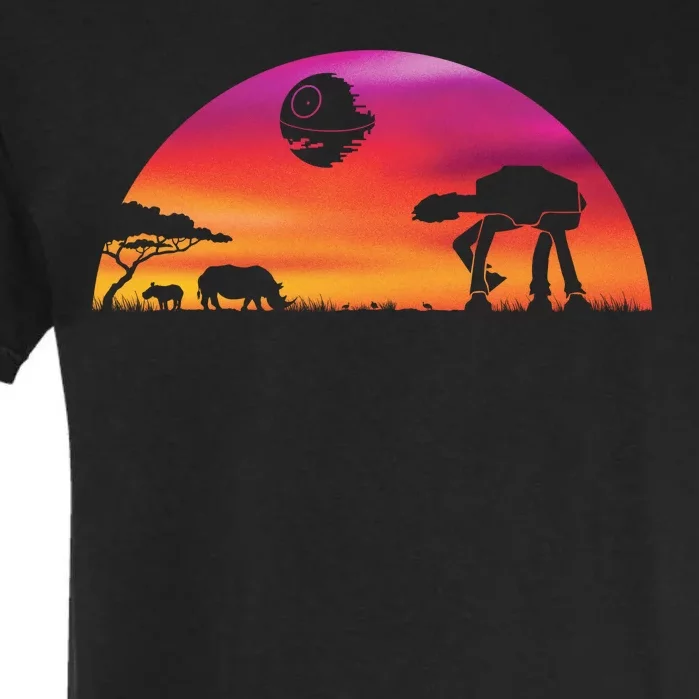 AT-AT Death Star Sunrise Silhouette Garment-Dyed Heavyweight T-Shirt