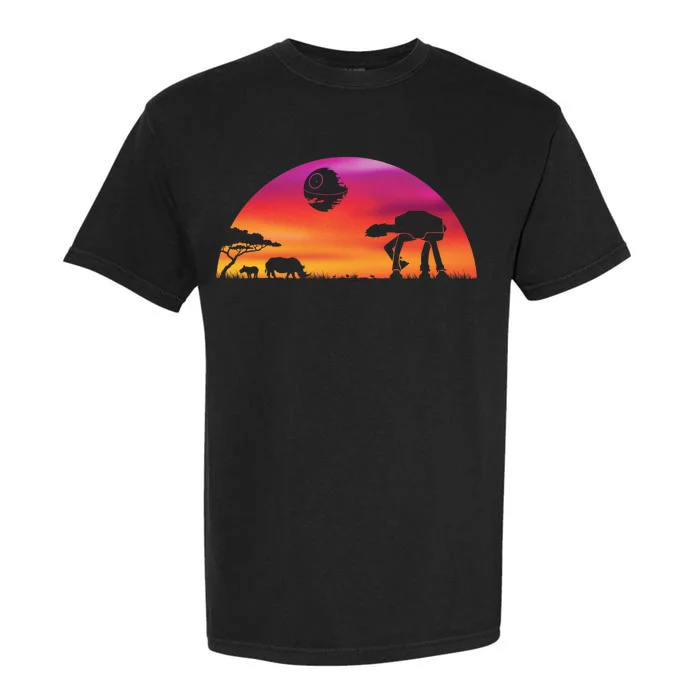 AT-AT Death Star Sunrise Silhouette Garment-Dyed Heavyweight T-Shirt