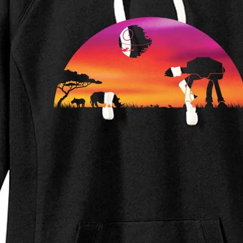 AT-AT Death Star Sunrise Silhouette Women's Fleece Hoodie