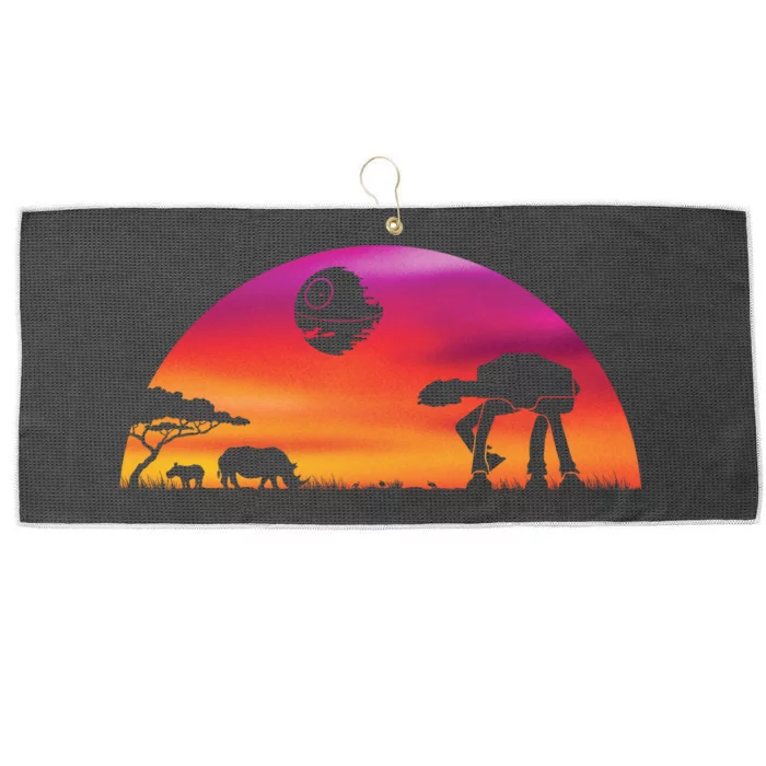 AT-AT Death Star Sunrise Silhouette Large Microfiber Waffle Golf Towel