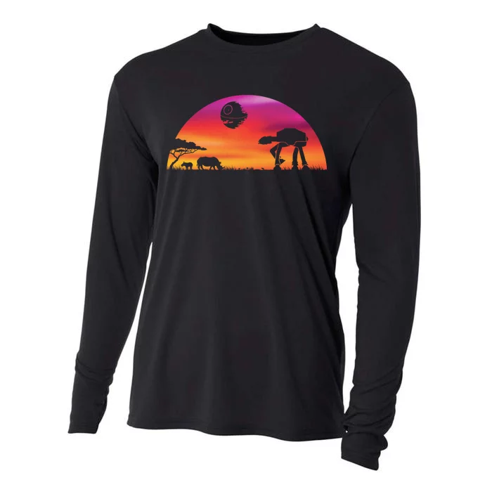 AT-AT Death Star Sunrise Silhouette Cooling Performance Long Sleeve Crew