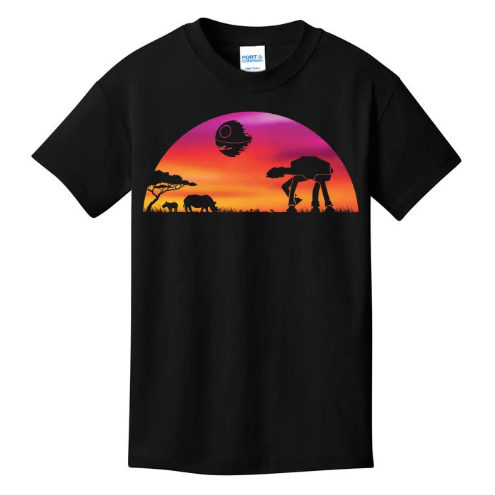 AT-AT Death Star Sunrise Silhouette Kids T-Shirt