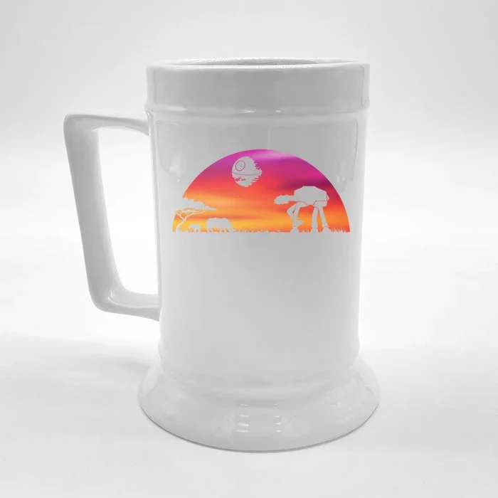 AT-AT Death Star Sunrise Silhouette Front & Back Beer Stein