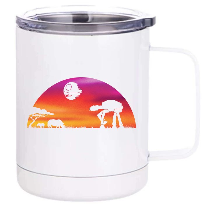 AT-AT Death Star Sunrise Silhouette Front & Back 12oz Stainless Steel Tumbler Cup