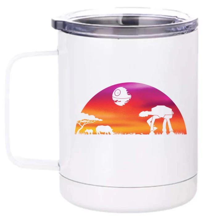 AT-AT Death Star Sunrise Silhouette Front & Back 12oz Stainless Steel Tumbler Cup