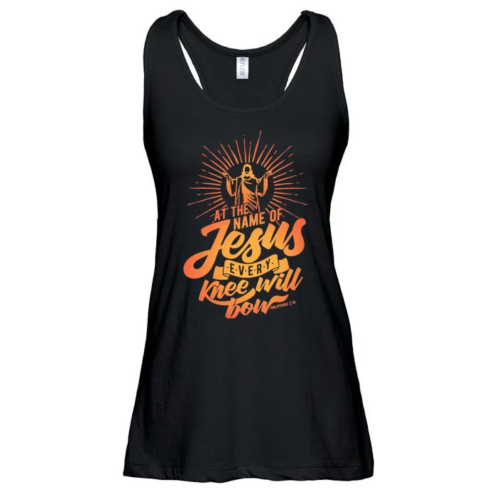 At The Name Of Jesus Every Knee Will Bow Ladies Essential Flowy Tank