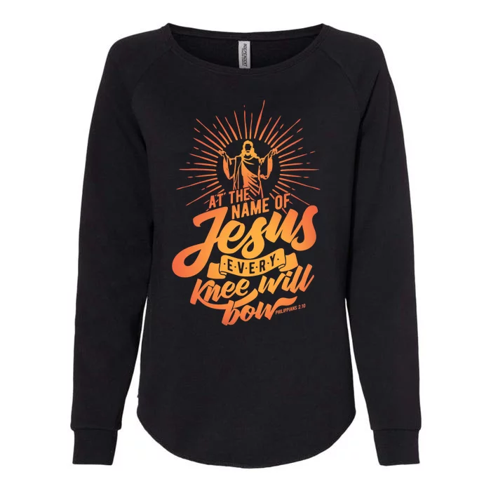 At The Name Of Jesus Every Knee Will Bow Womens California Wash Sweatshirt