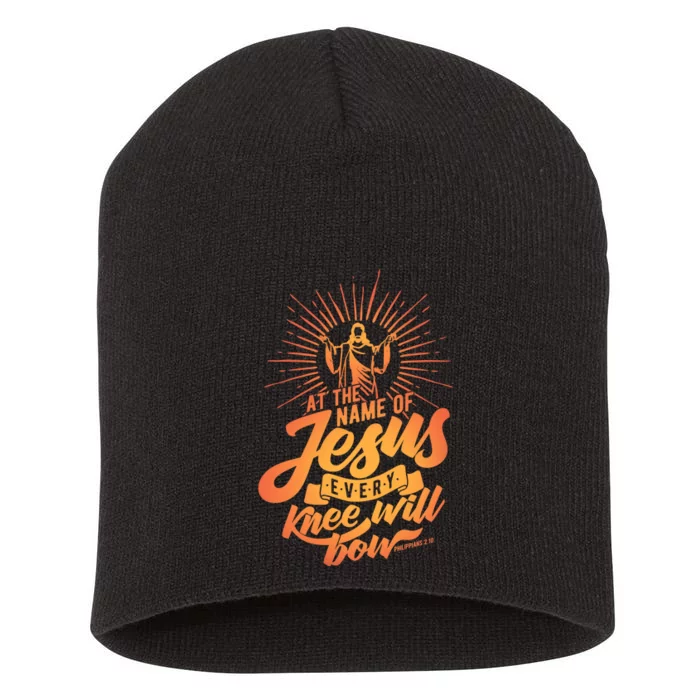 At The Name Of Jesus Every Knee Will Bow Short Acrylic Beanie