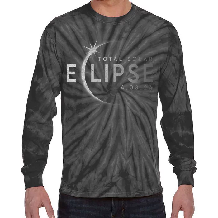 America Totality 04 08 24 Total Solar Eclipse 2024 Tie-Dye Long Sleeve Shirt