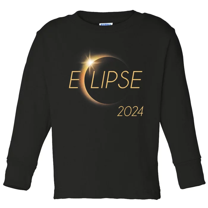 America Totality 04 08 24 Total Solar Eclipse 2024 Toddler Long Sleeve Shirt