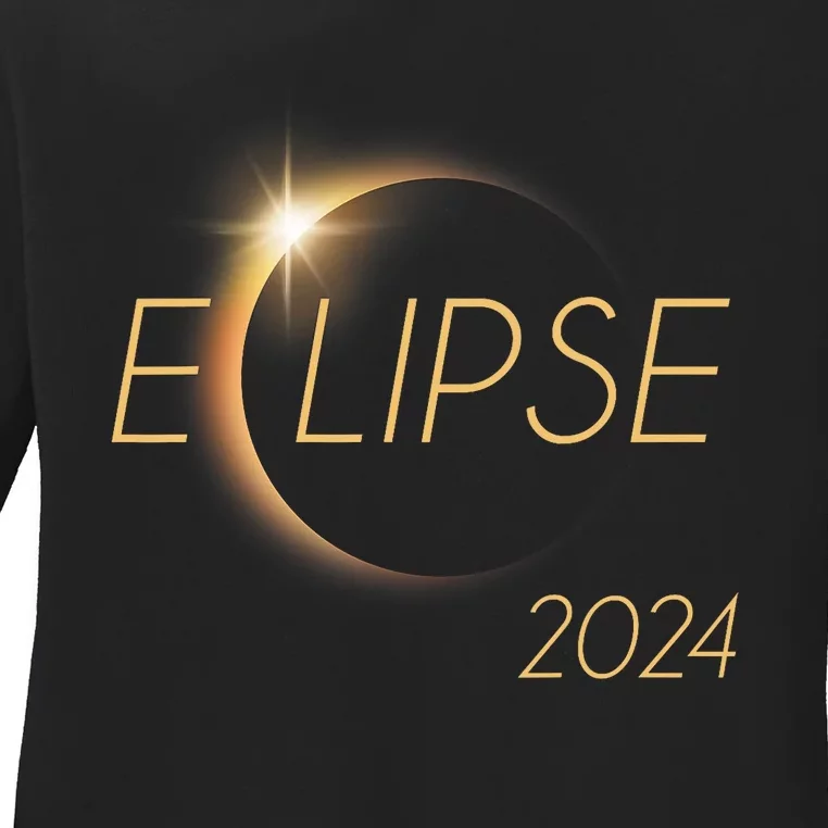 America Totality 04 08 24 Total Solar Eclipse 2024 Trendy Ladies Long Sleeve Shirt