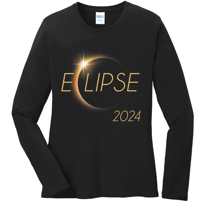 America Totality 04 08 24 Total Solar Eclipse 2024 Trendy Ladies Long Sleeve Shirt