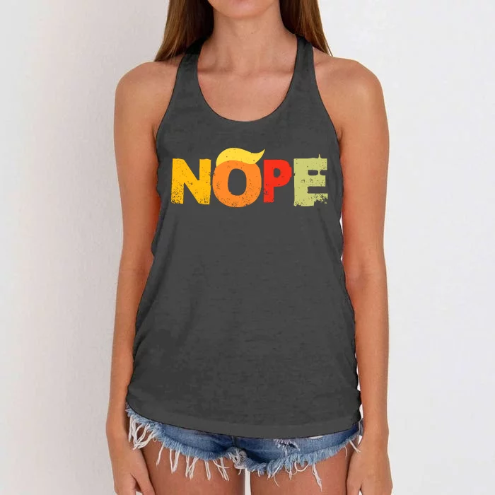 Anti Trump 2024 Nope Not Again Funny Trump Women's Knotted Racerback Tank