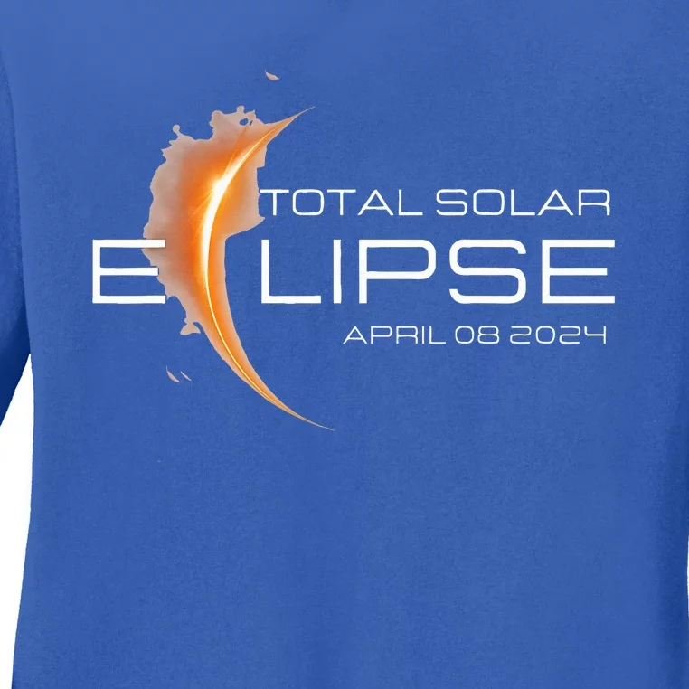 American Totally 2024 Total Solar Eclipse April 08 2024 Ladies Long Sleeve Shirt