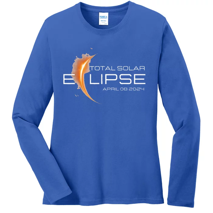 American Totally 2024 Total Solar Eclipse April 08 2024 Ladies Long Sleeve Shirt