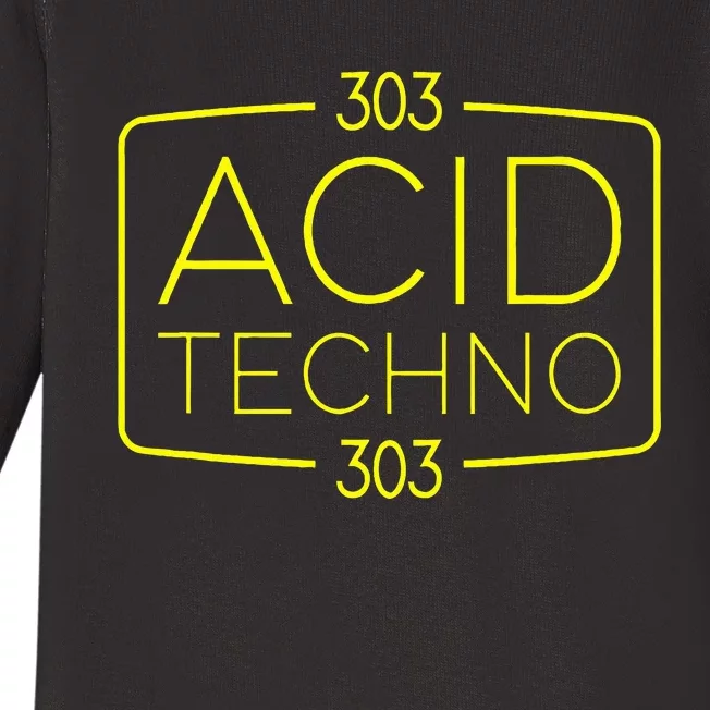 Acid Techno 303 Acid Rave Hard Dark Techno Baby Long Sleeve Bodysuit