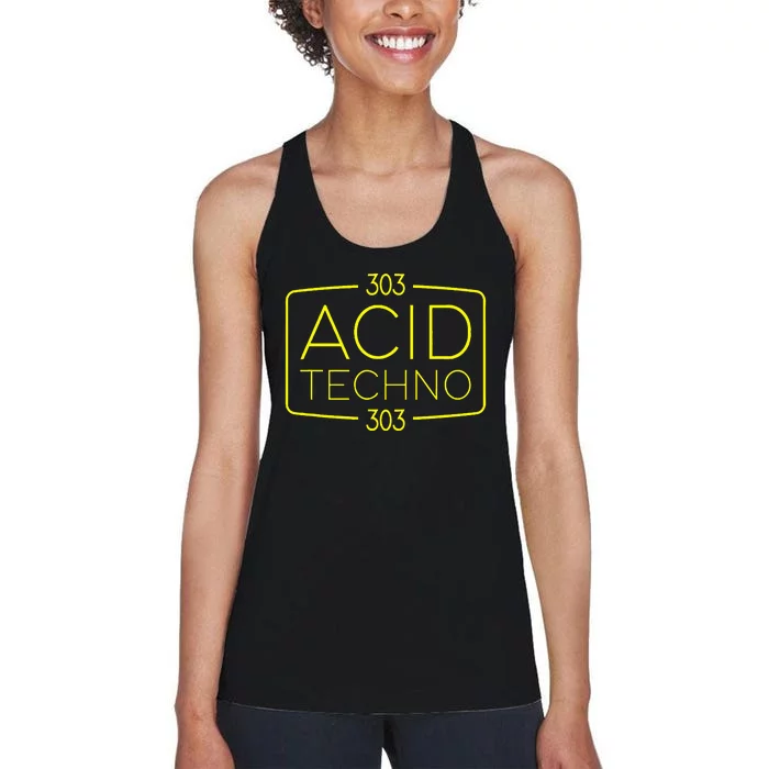 Acid Techno 303 Acid Rave Hard Dark Techno Women's Racerback Tank