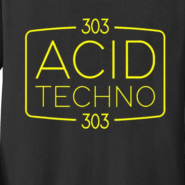 Acid Techno 303 Acid Rave Hard Dark Techno Kids Long Sleeve Shirt