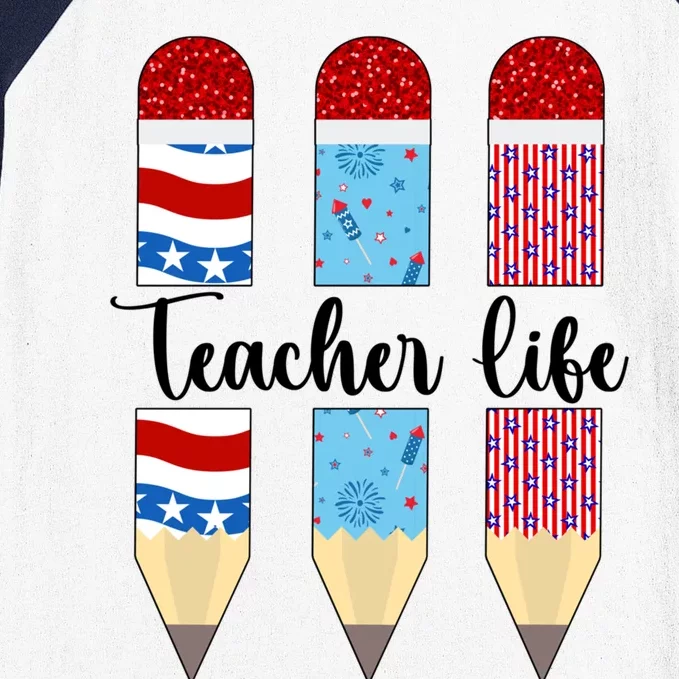 American Teacher 4th Of July Patriotic Teacher American Flag Cute Gift Baseball Sleeve Shirt