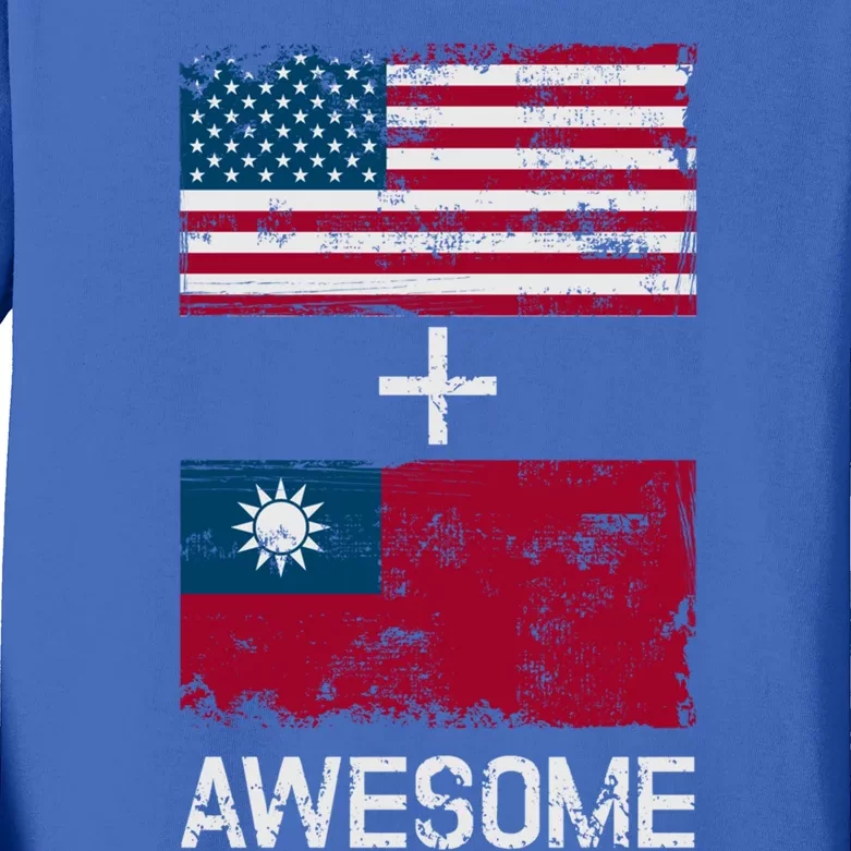 American + Taiwanese = Awesome Usa And Taiwan Flags Product Cute Gift Kids Long Sleeve Shirt