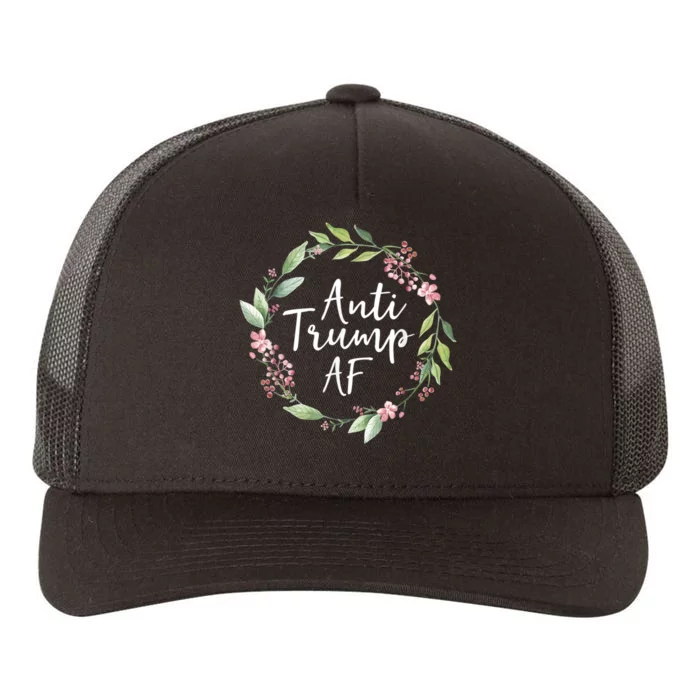 Anti Trump Af Womans With Floral Wreath Yupoong Adult 5-Panel Trucker Hat