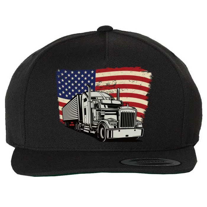 American Truckers And Semi Truck Drivers Trucking Cool Gift Wool Snapback Cap