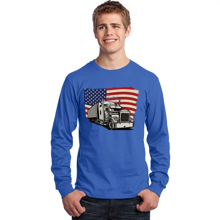 American Truckers And Semi Truck Drivers Trucking Cool Gift Long Sleeve Shirt