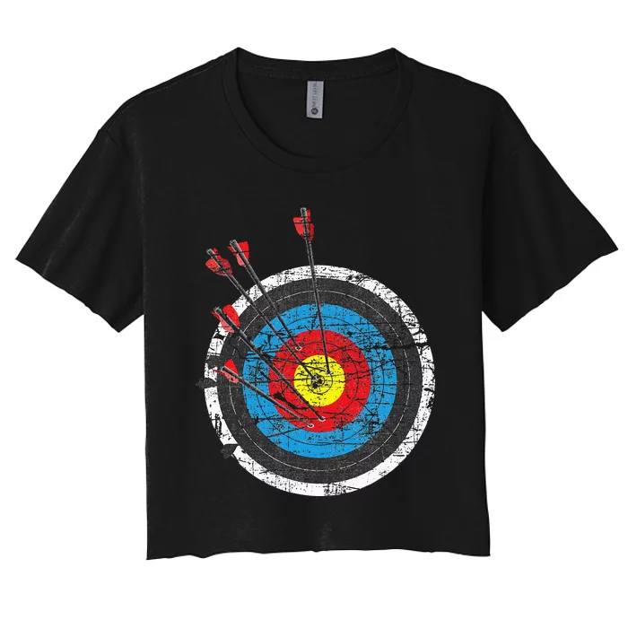 Archery Target Archer Bowman Bow Hunting Bowhunter Women's Crop Top Tee