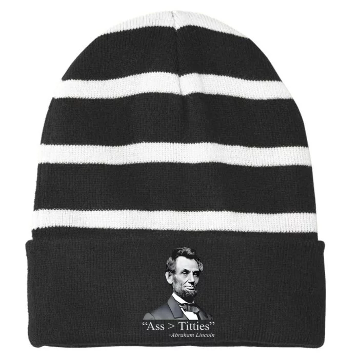 Ass Titties Abraham Lincoln Striped Beanie with Solid Band