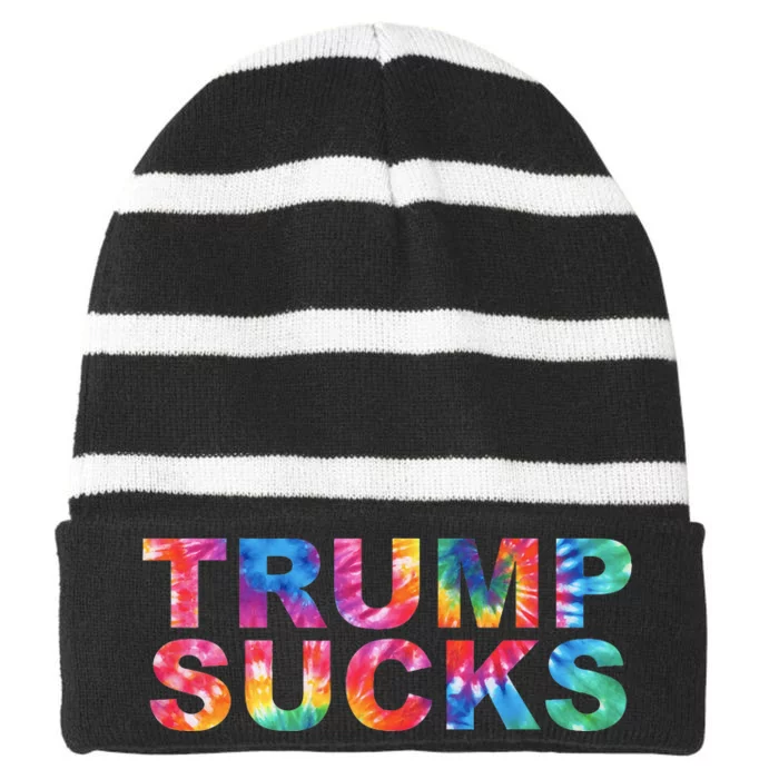 Anti Trump Striped Beanie with Solid Band