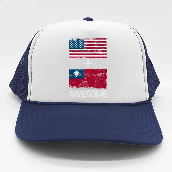 American + Taiwanese = Awesome Usa And Taiwan Flags Product Cute Gift Trucker Hat