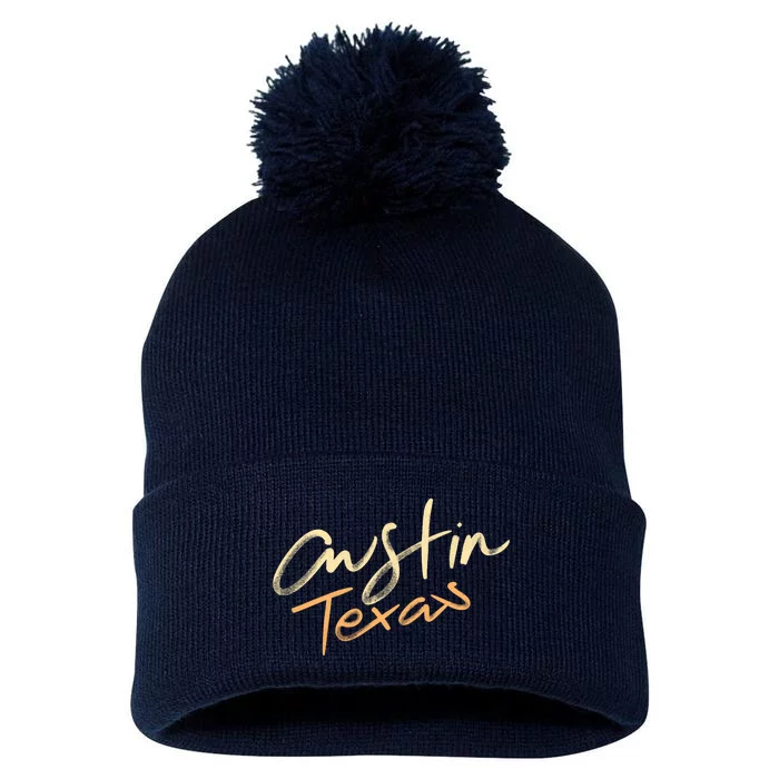 Austin Texas Pom Pom 12in Knit Beanie