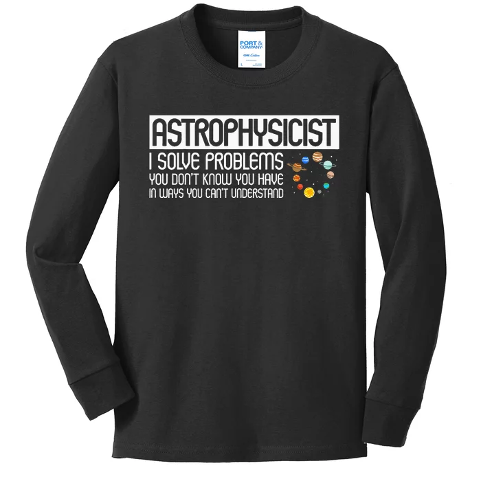 Astrophysics Telescope Astronomer Stars Galaxy Astrology Kids Long Sleeve Shirt