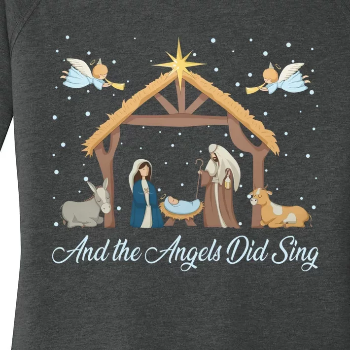 And The Angels Did Sing Jesus Christmas Christian Nativity Women's Perfect Tri Tunic Long Sleeve Shirt