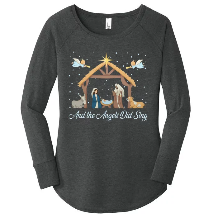 And The Angels Did Sing Jesus Christmas Christian Nativity Women's Perfect Tri Tunic Long Sleeve Shirt