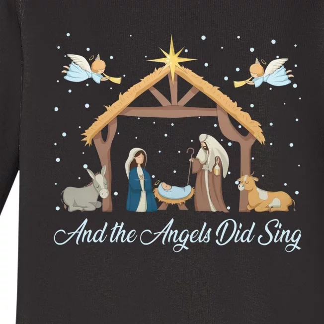 And The Angels Did Sing Jesus Christmas Christian Nativity Baby Long Sleeve Bodysuit