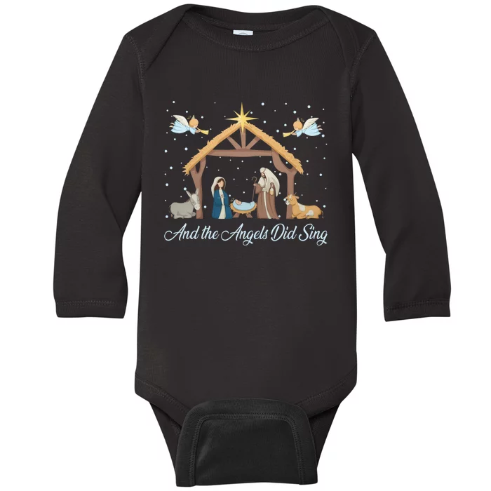 And The Angels Did Sing Jesus Christmas Christian Nativity Baby Long Sleeve Bodysuit