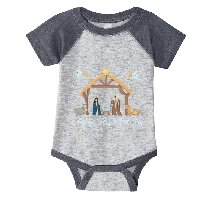 And The Angels Did Sing Jesus Christmas Christian Nativity Infant Baby Jersey Bodysuit