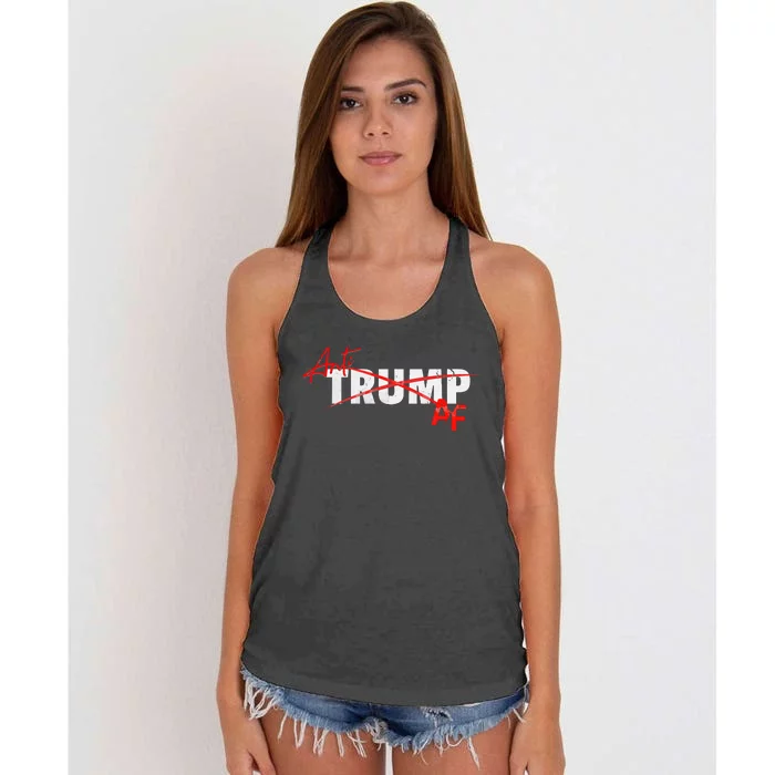 Anti Trump Af Political Humor Anti Trump Apparel Women's Knotted Racerback Tank