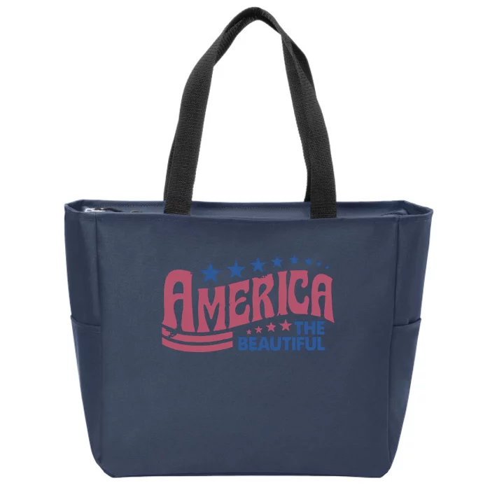 America The Beautiful Retro Vintage American 4th Of July Zip Tote Bag