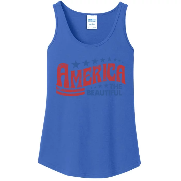 America The Beautiful Patriotic Happy 4th Of July Gift Ladies Essential Tank