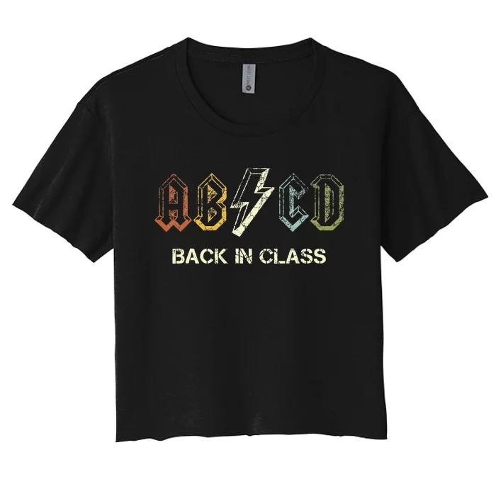 Abcd Teacher  Back To School Teacher Student Rock Women's Crop Top Tee