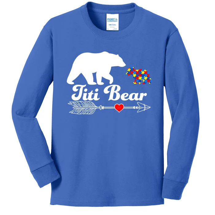 Autism Titi Bear Puzzle Autism Awareness Autistic Support Cute Gift Kids Long Sleeve Shirt