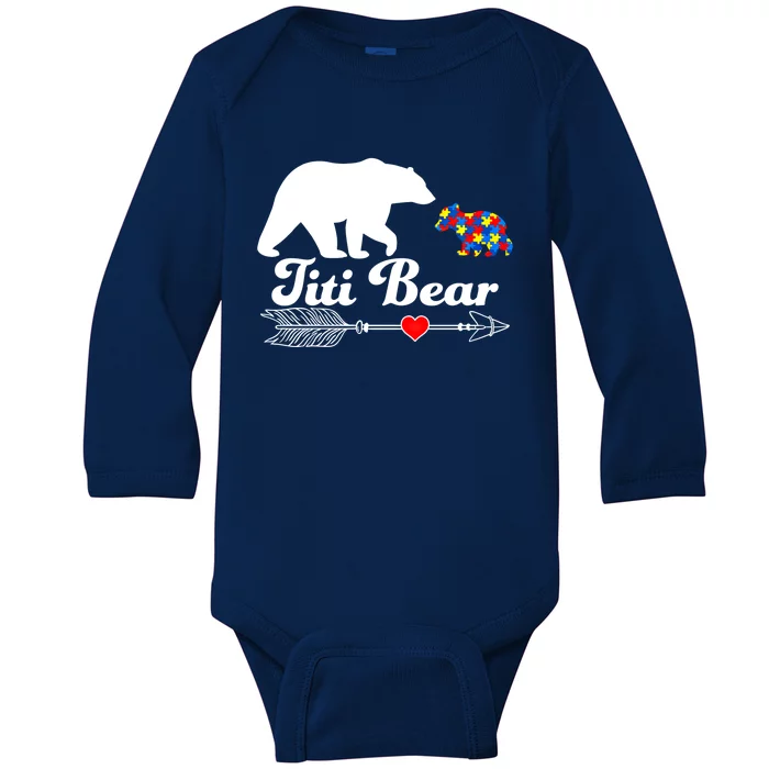 Autism Titi Bear Puzzle Autism Awareness Autistic Support Cute Gift Baby Long Sleeve Bodysuit