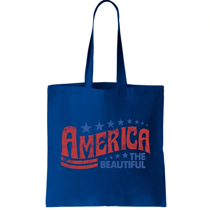 America The Beautiful With Usa American Flag 4th Of July Gift Tote Bag